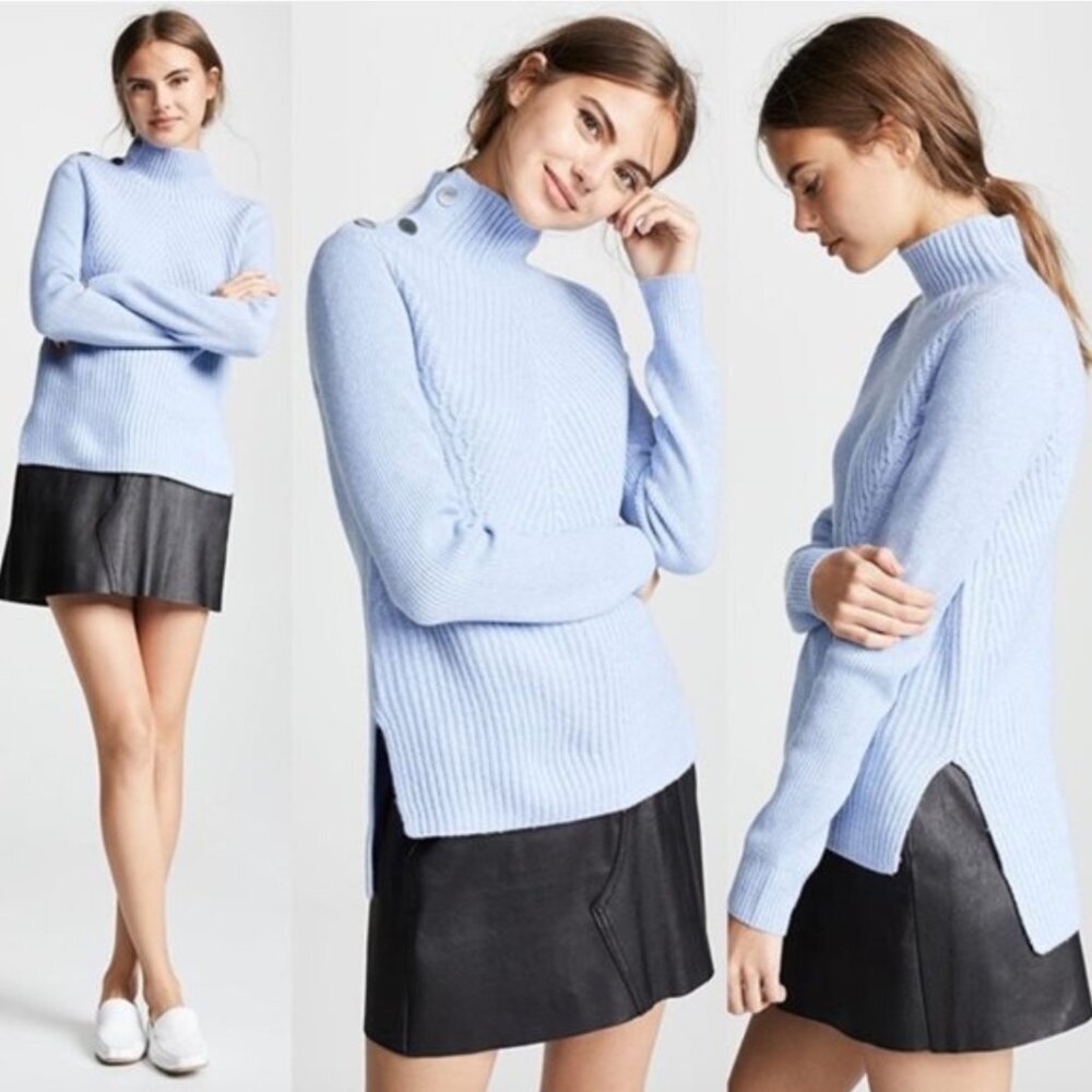 Veronica Beard Rama Cashmere Button Neck Sweater XS